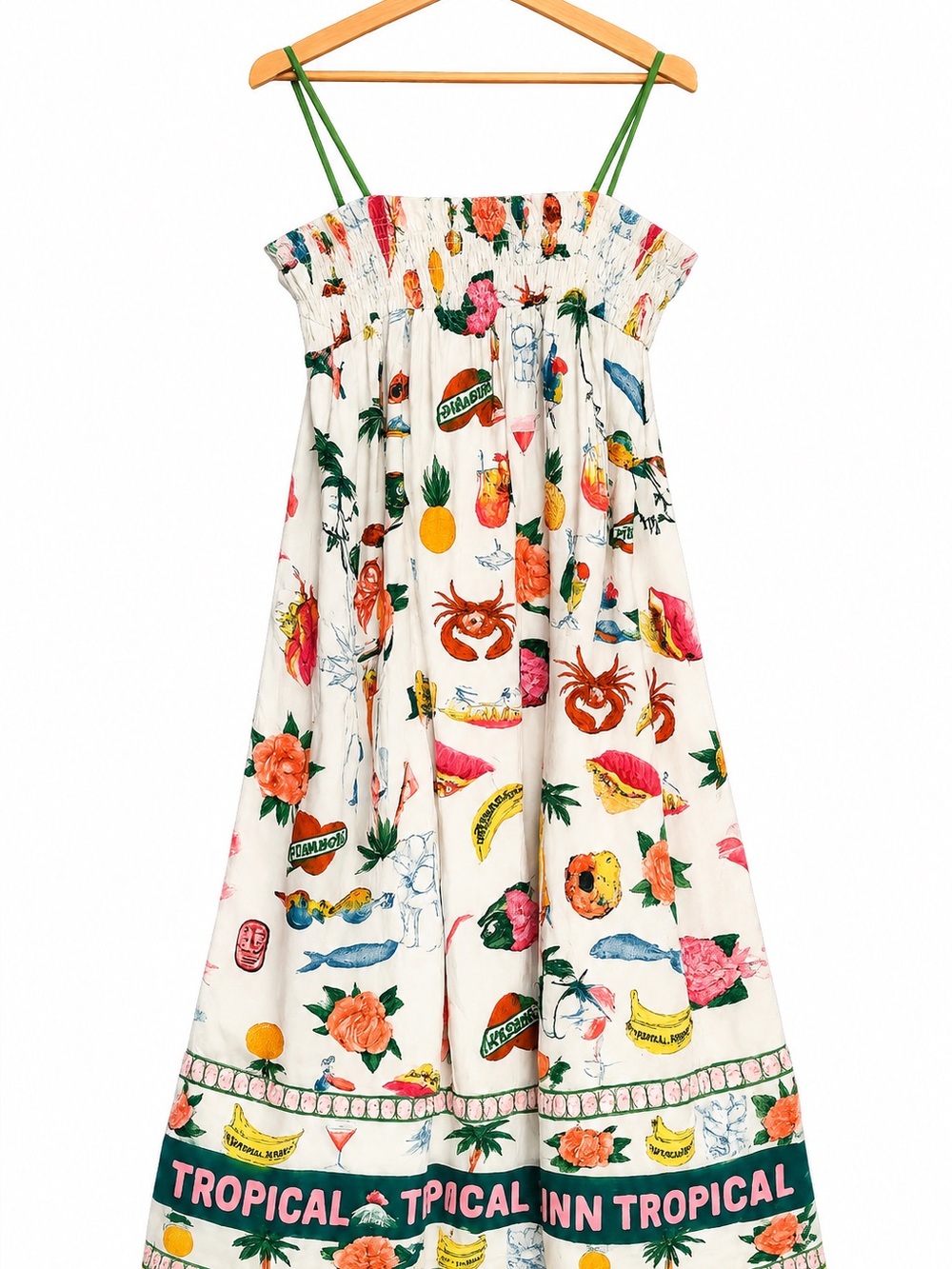 BNWT RACHEL ZOE Tropical Summer Vacation Spaghetti Strap Dress Women's Size L - Picture 4 of 4